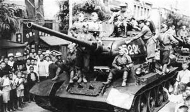 The Soviet Union declares war on Japan and invades Manchuria.