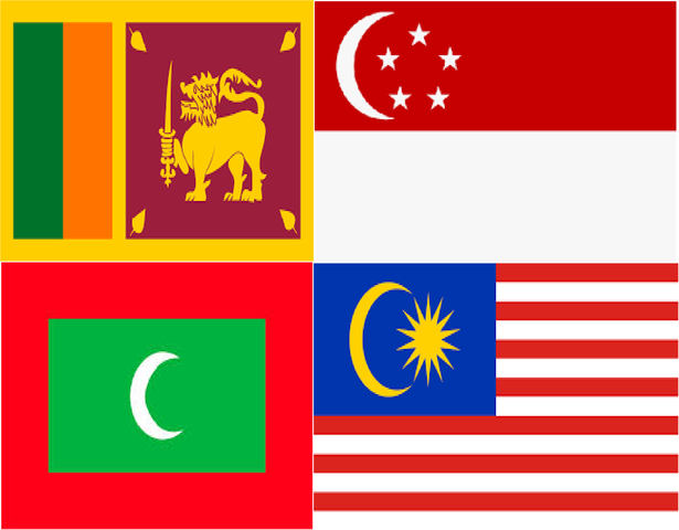 4.Las Maldivas, singapur, Malasia e indonesia