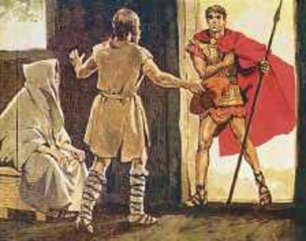 Η υποδοχή του Τηλέμαχου από τον Εύμαιο