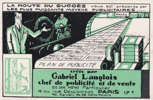 Gabriel Langlois, agente de publicidad francés, a principios del siglo XX
