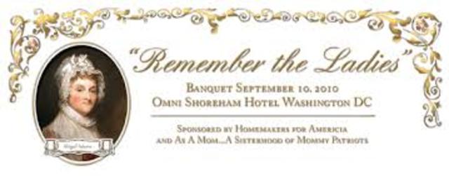 Abigail writes letter John Adam's for women's rights.