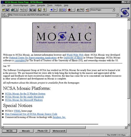 Появление веб-браузера NCSA Mosaic