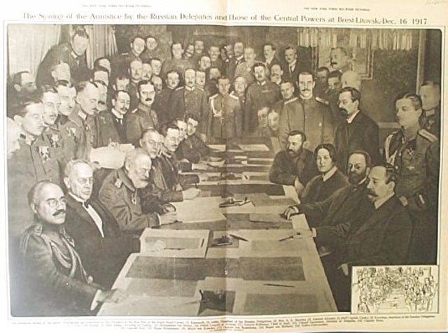 The armistice agreed upon between the new Russian government and the Central Powers goes into effect.