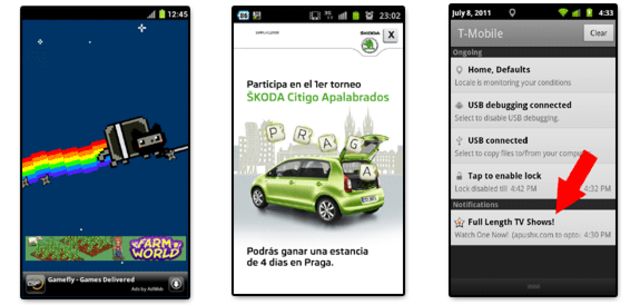 La publicidad en el texto aparece con un subrayado y con burbujas con información adicional.