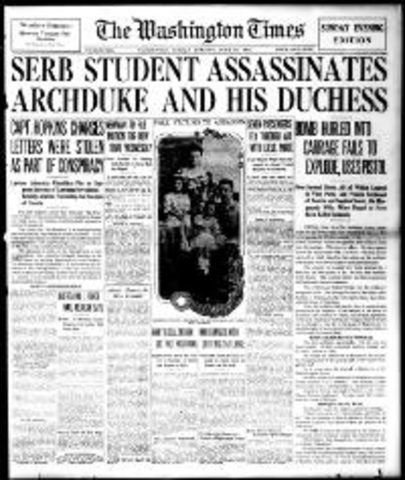 Heir to the throne of Austria-Hungary and his wife are shot by a Serbian