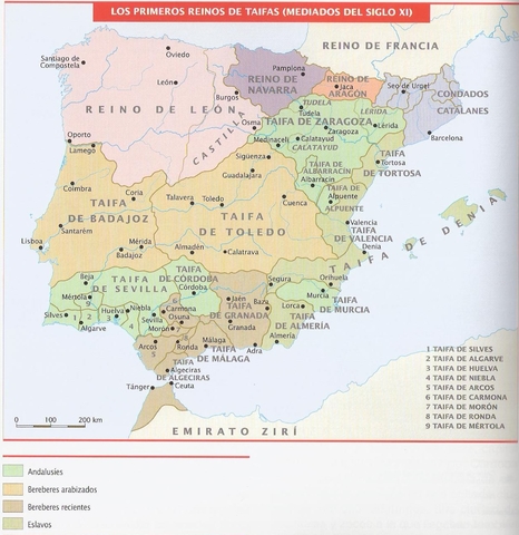 el califato se dividió en numerosos reinos de taifas