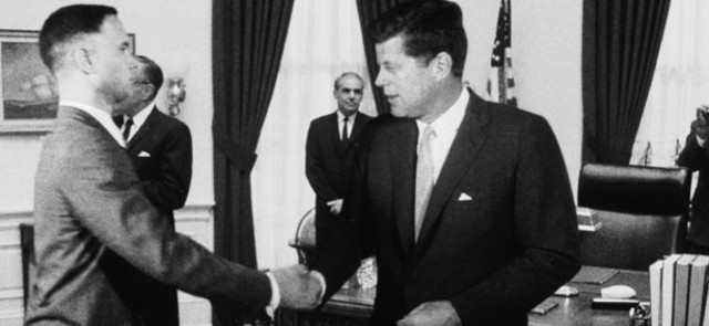 1963 All-American Team meets prsident John F. Kennedy