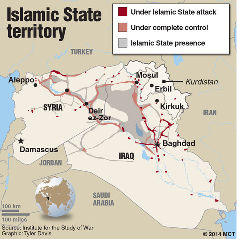ISIS claims a large amount of territory