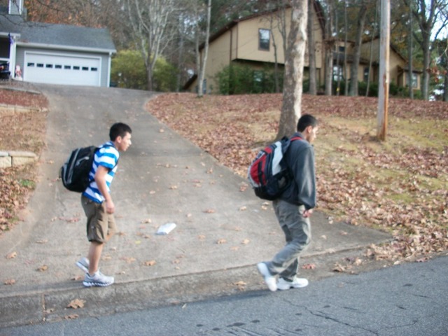 walking home from school