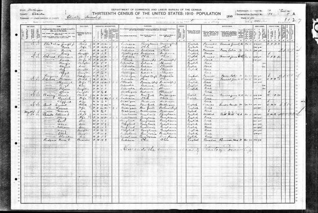 1910 Census: Living in Clinton, Oscoda, Michigan, USA