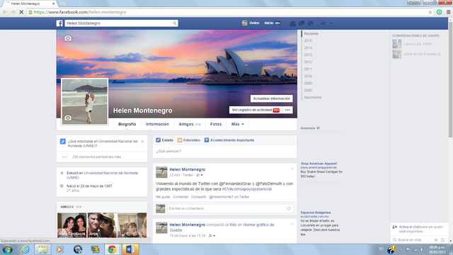 inicio de la virtualidad 2.0- Apertura de mi perfil de facebook