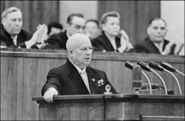 Khrushchev delivers speech criticising Stalin