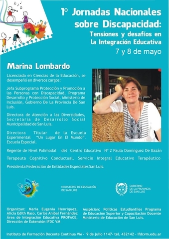 Primeras Jornadas Nacionales sobre Discapacidad, tensiones y desafíos en la integracion educativa