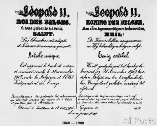 Congo officially annexed by Belgium