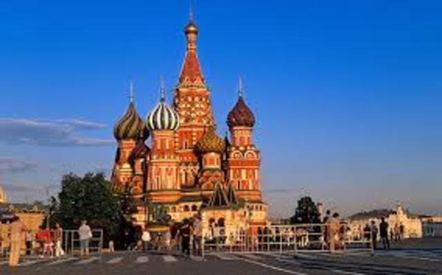 Visits Moscow, Russia for the first time