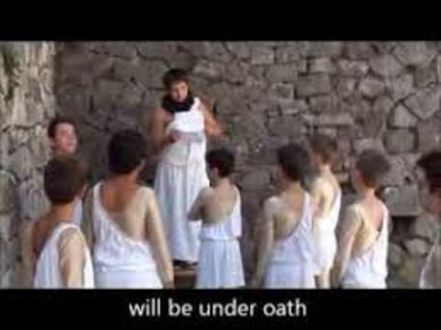 Cleisthenes establishes the first democratic constitution. 505 BCE