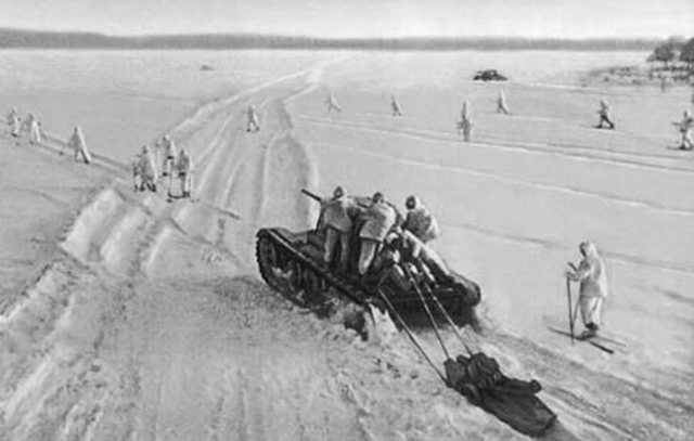 Soviet troops counterattack.