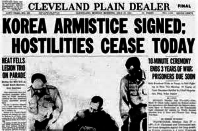 Korean war ends in an armistice