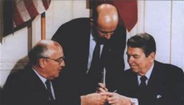 Intermediate-Range Nuclear Forces Treaty (INF) is signed