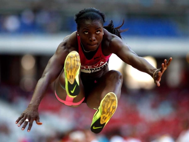 Her personal best in the high jump