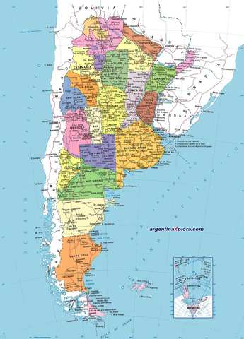 La República Argentina está constituida por un Distrito Federal y 23 provincias.
