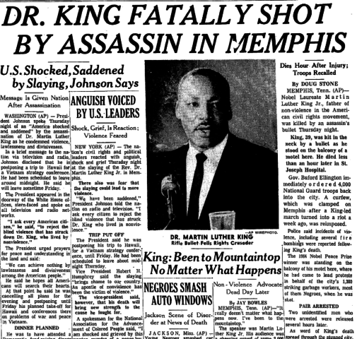 martin luther king Jr. assassinated