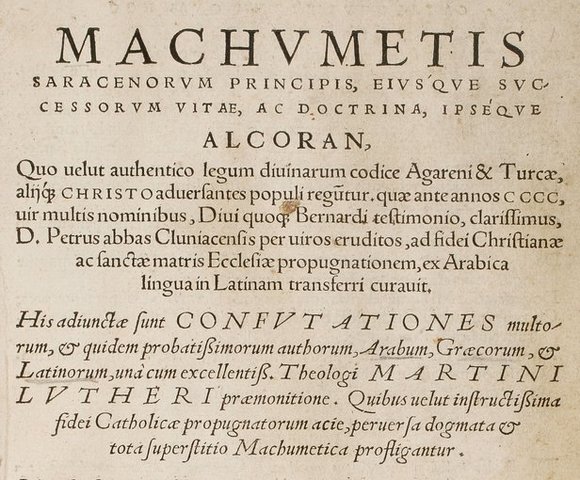 Primera impresión del Corán en versión latina de Juan Oporinus