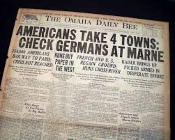 Second Battle of the Marne, both Us and Frech trrops pushed back German troops