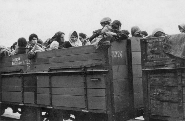 Nonna and her mother herded onto the cattle cars of a train