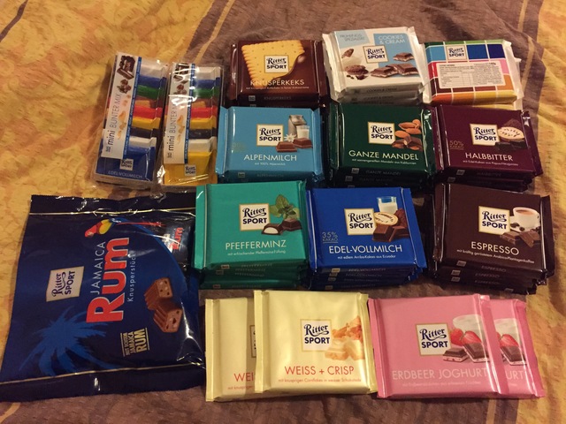 Ritter Sport Chocolate- Bought 42 bars of Chocolate