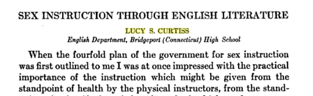 Sex Instruction Through English Literature Written