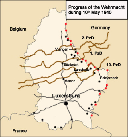 Starting of the Blitzrieg and conquer of Lxemburg