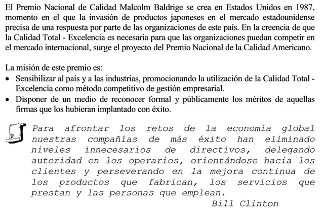 EL PREMIO NACIONAL DE LA CALIDAD MALCOLM BALDRIGE