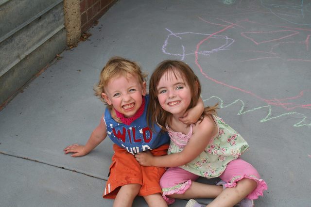 Chalk drawing with Jaaob