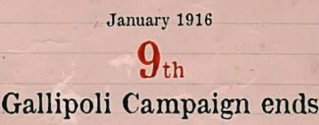 The Gallipoli Campaign ends in an Allied defeat.
