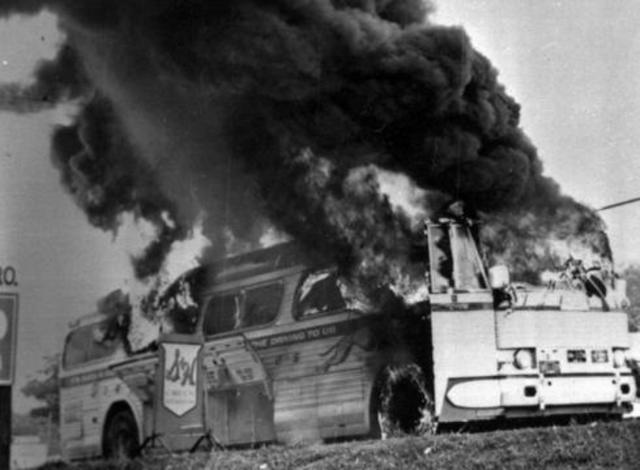 Burning Bus in Anniston, AL