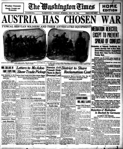 World War One Begins