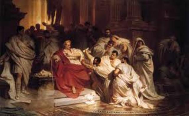 (44 BCE) Julius Caesar is assassinated on the Ides of March.