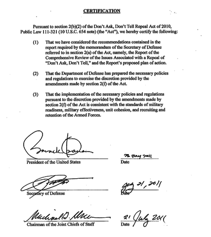 P3 CONTINUITY- Dont Ask Dont Tell Policy