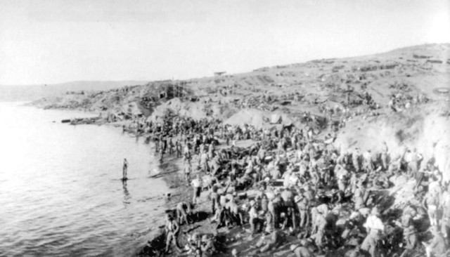 Early attack  to drive the Anzacs back to the beach