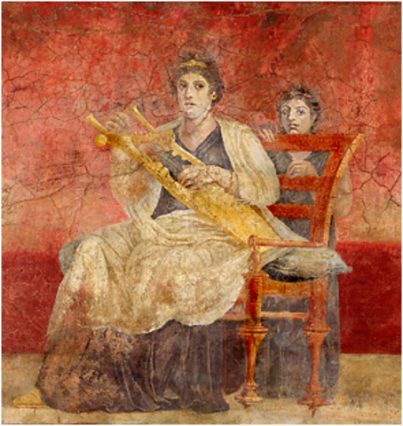 Wall painting with Secret Woman playing a Kithara