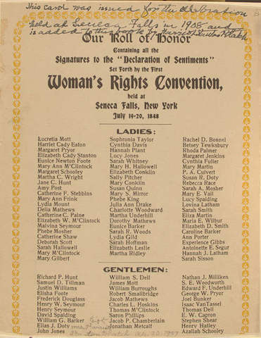 Declaration of Sentiments Published