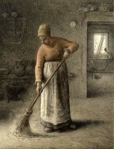 A farmer's wife sweeping - Jean-Francois Millet