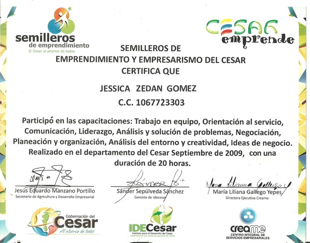 Participé en el grupo de "Semillero de emprendimiento"