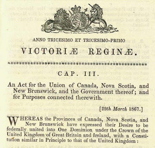 British North America Act of 1867 passed