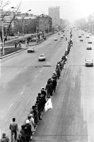 Human chain protests