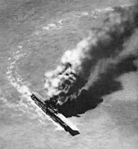 USS Yorktown Hit By Two Japanese Missiles