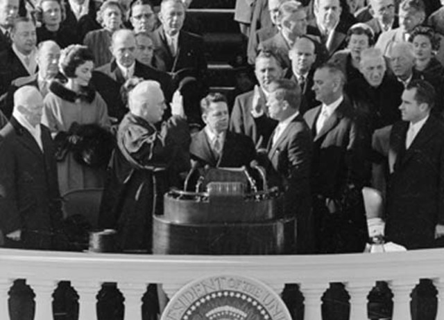 John F. Kennedy inagurated as President of the United States