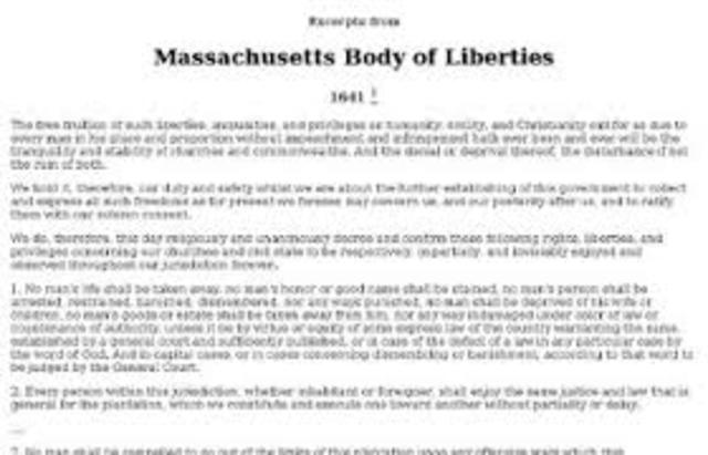 Massachusetts Body of Liberties adopted