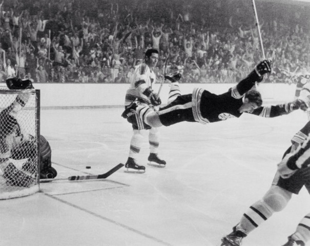 Bobby Orr dive after goal